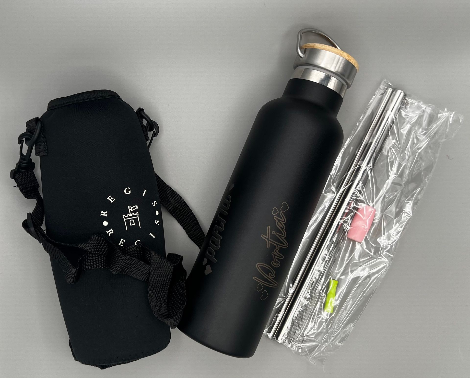 The Regis Sports Water Bottle in Charcoal Black